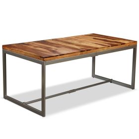 vidaXL Mesa de jantar madeira de sheesham maci√ßa e a√ßo 180 cm
