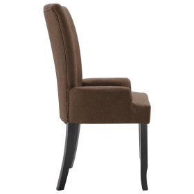 vidaXL Dining Chairs with Armrests 2 pcs Brown Fabric