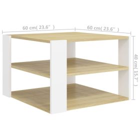 vidaXL Coffee Table Sonoma Oak and White 60x60x40 cm Engineered Wood