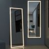 LED aluminum alloy frameless rectangular silver full-length mirror with stand 63 * 16 * 1 inch Bathroom Vanity Mirror for Bedroom Entryway