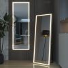 LED aluminum alloy frameless rectangular silver full-length mirror with stand 63 * 16 * 1 inch Bathroom Vanity Mirror for Bedroom Entryway
