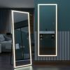 LED aluminum alloy frameless rectangular silver full-length mirror with stand 63 * 16 * 1 inch Bathroom Vanity Mirror for Bedroom Entryway
