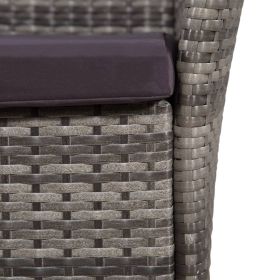 vidaXL 5 Piece Patio Dining Set with Cushions Poly Rattan Gray (Option: as picture)
