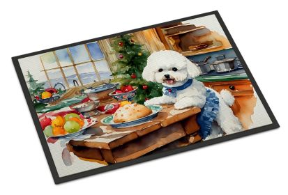 Bichon Frise Christmas Cookies Doormat Front Door Mat Indoor Outdoor Rugs for Entryway, Non Slip Washable Low Pile, 24H X 36W (Default: Default)